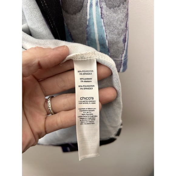 Chico's Easywear Abstract Print Open Cardigan Sweater Chicos Blue Purple Size 2 - Picture 4 of 9